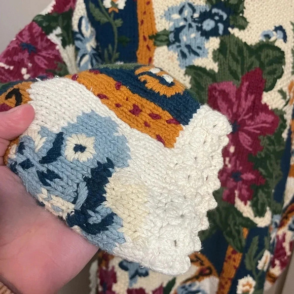 Vintage M.J. Caroll Colorful Floral Heavy Knit Sweater - Picture 6 of 11